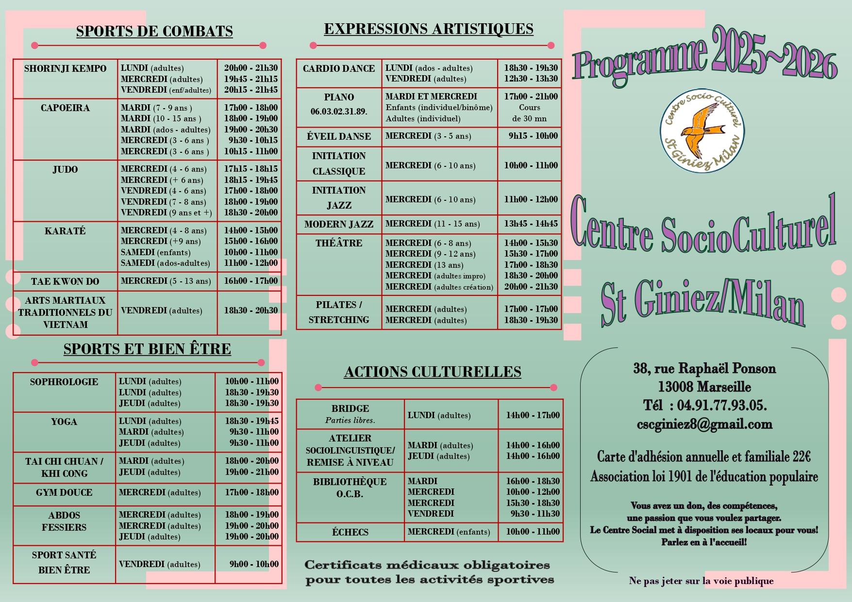 Plaquette activites tarif 25 26 page 0001